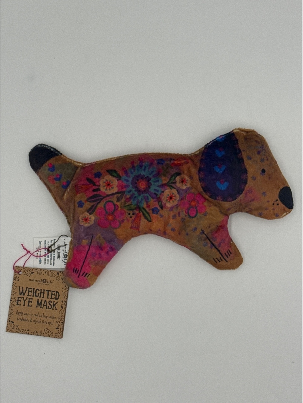 NWT Natural Life Floral Pattern Dog-Shaped Weighted Eye Mask